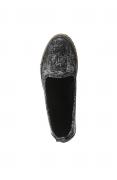 Rind-Leder-Slipper schwarz-silber