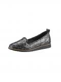 Rind-Leder-Slipper schwarz-silber