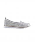Rind-Leder-Slipper weiß-silber