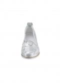 Rind-Leder-Slipper weiß-silber