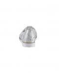 Rind-Leder-Slipper weiß-silber