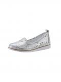 Rind-Leder-Slipper weiß-silber