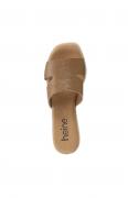 Rind-Nappaleder-Pantolette mit Plateausohle cognac