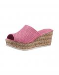 Rind-Nappaleder-Pantolette mitFlechtmuster pink