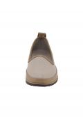 Rind-Nappaleder-Slipper grau-camel