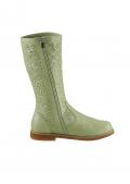 Rind-Nappaleder-Stiefel mitCut-out-Dessin schilfgrün