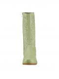 Rind-Nappaleder-Stiefel mitCut-out-Dessin schilfgrün
