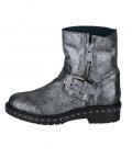 Rind-Nappaleder-Stiefelette silbergrau-metallic