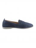 Rind-Nubukleder-Slipper jeansblau