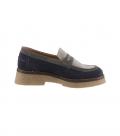 Rind-Veloursleder-Loafer marine-grau