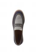 Rind-Veloursleder-Loafer marine-grau