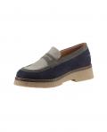Rind-Veloursleder-Loafer marine-grau