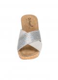 Rind-Veloursleder-Pantolette taupe-blue