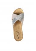 Rind-Veloursleder-Pantolette taupe-blue