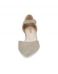 Rind-Veloursleder-Pumps taupe