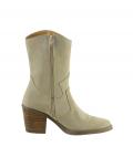 Rind-Veloursleder-Stiefel beige