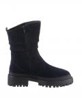 Rind-Veloursleder-Stiefel mit Warmfutter marine
