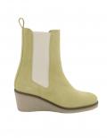 Rind-Veloursleder-Stiefelette gelb