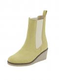 Rind-Veloursleder-Stiefelette gelb