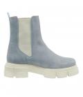 Rind-Veloursleder-Stiefelette hellblau