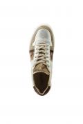 Rind-Veloursleder-Textil-Sneaker taupe-silber