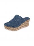 Rindleder-Cut-Out-Clog jeansblau