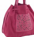 Rindleder-Handtasche mit Nieten pink