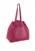 Rindleder-Handtasche mit Nieten pink