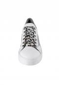 Rindleder-Sneaker mit Applikation weiß-silber