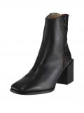 Rindnappaleder-Stiefelette schwarz