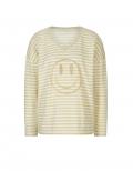 Ringelshirt mitSmiley-Stickerei ecru-goldfarben