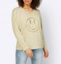 Ringelshirt mitSmiley-Stickerei ecru-goldfarben