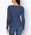 Rippenstrick-Pullover in Matt-Glanz-Optik dunkelblau