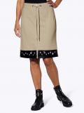 Rock mit Besatz in Leder-Optik sesam