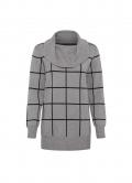 Rollkragen-Jacquardpullover grau-meliert