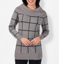 Rollkragen-Jacquardpullover grau-meliert