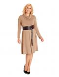 Rollkragen-Kleid beige-melange