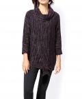 Rollkragenpullover aubergine-meliert