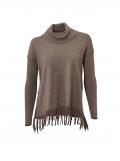 Rollkragenpullover mit Fransen braun