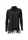 Rollkragenpullover mit Fransen schwarz