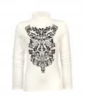 Rollkragenshirt mit Druck beige