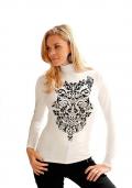 Rollkragenshirt mit Druck beige