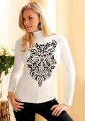 Rollkragenshirt mit Druck beige