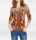 Rundhalspullover orange-pink