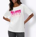 Rundhalsshirt mit Schriftzug ecru-pink