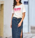 Rundhalsshirt mit Schriftzug ecru-pink