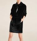 Samt-Longshirt-Kleid schwarz