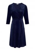 Samt-Plisseekleid nachtblau