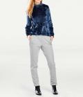 Samtshirt blau-grau