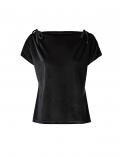 Samtshirt mit geraffter Schulter schwarz